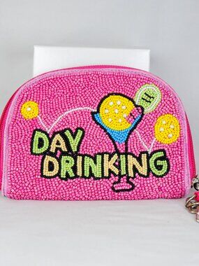 NWT Day Drinking Pink beaded clutch